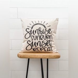 Sunrise Sunburn Sunset Repeat Throw Pillow